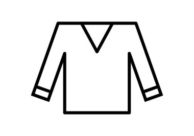 Beyaz arkaplanda siyah gömlek simgesi.