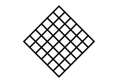 Beyaz arkaplanda çapraz ızgara siyah simgesi.