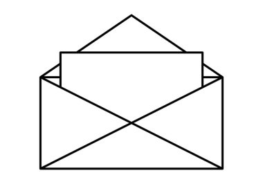 Zarfta açık harfin siyah simgesi.