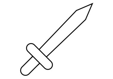 Beyaz arkaplanda siyah kılıç simgesi.