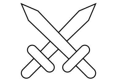 Beyaz arkaplanda siyah kılıç simgesi.