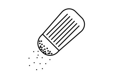 Beyaz arkaplanda tuz bulunan siyah tuz karıştırıcı simgesi.