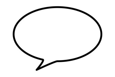 Beyaz arkaplanda siyah konuşma balonu simgesi.