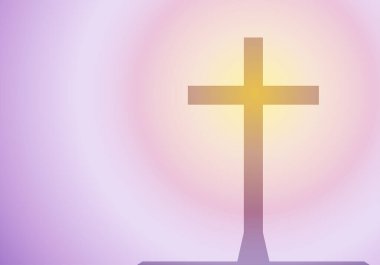 Sarı ve pembe Paskalya arka planında haç.