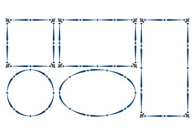 Kare, dikdörtgen ve dairesel siyah klasik çerçeve simgesi sayfası.