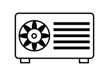 Beyaz arkaplanda siyah klima simgesi.