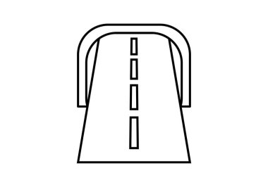 Siyah yol simgesi tünelden geçiyor.