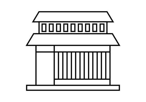Svart Asiatisk Tempel Byggeikon Hvit Bakgrunn – stockvektor
