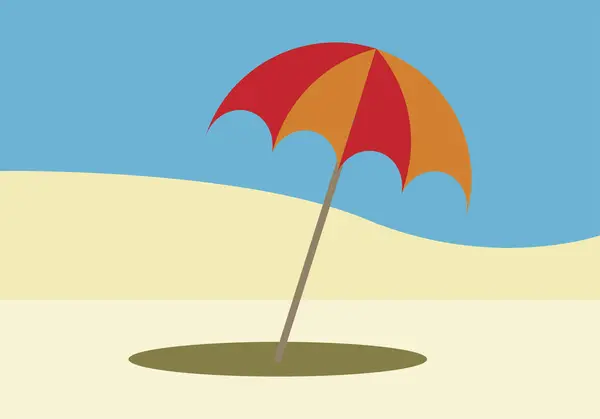 Beach landscape in summer with umbrella.