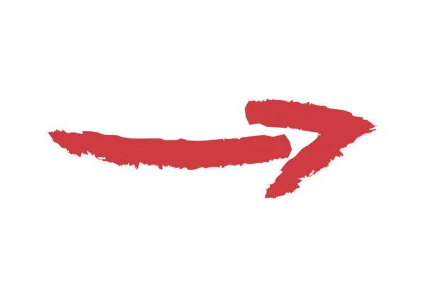 Pennello Tracciamento Freccia Rossa Sfondo Bianco — Vettoriale Stock
