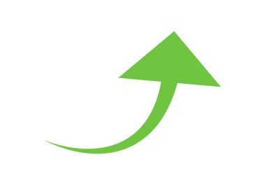 Beyaz arkaplanda yeşil ok simgesi.