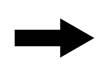 Beyaz arkaplanda bir okun siyah simgesi.