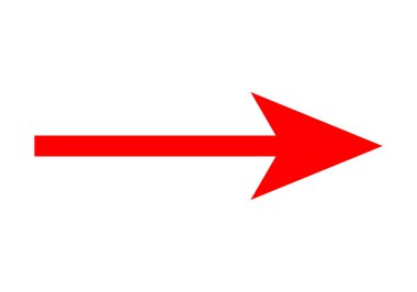 Beyaz arkaplanda kırmızı ok simgesi.