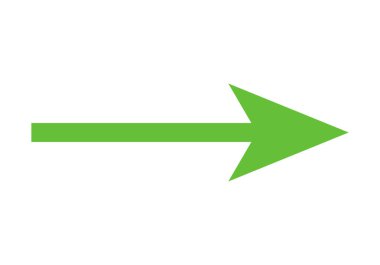 Beyaz arkaplanda bir okun yeşil simgesi.