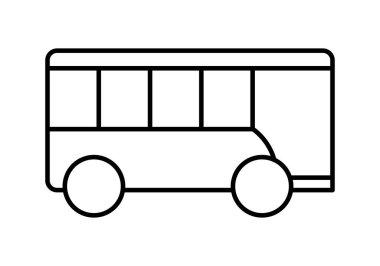 Beyaz arkaplanda otobüs siyah simgesi.