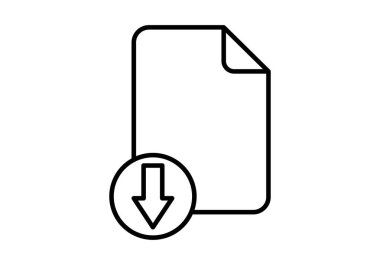 Beyaz arkaplanda siyah indirme belgesi simgesi.