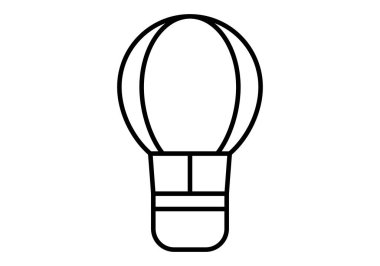 Beyaz arkaplanda sıcak hava balonu siyah simgesi.