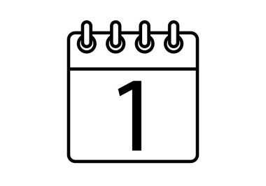 1. gün başlangıç takvimi siyah simgesi.