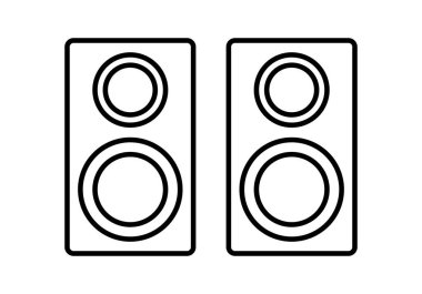 Beyaz arkaplanda siyah iki hoparlör simgesi.