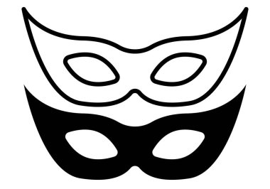 Beyaz arkaplanda siyah maske simgesi.