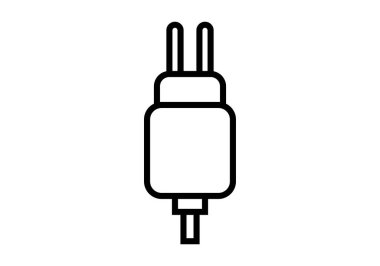 Beyaz arkaplanda siyah akıllı telefon şarj simgesi.