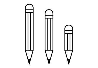 Beyaz arkaplanda silgi olan siyah kalem simgesi.