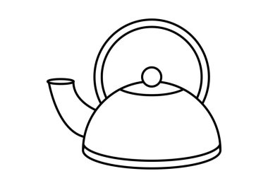 Beyaz arkaplanda siyah çaydanlık simgesi.