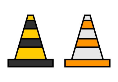 Beyaz arkaplanda trafik konileri simgesi.