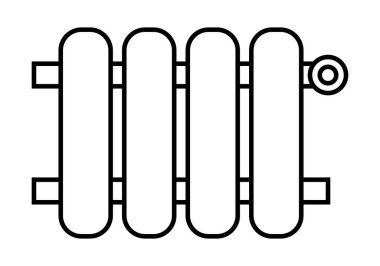 Beyaz arkaplanda ısıtma radyatörü siyah simgesi.
