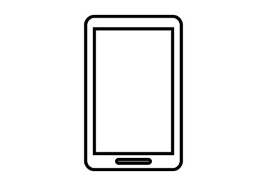 Beyaz arkaplanda siyah akıllı telefon simgesi.