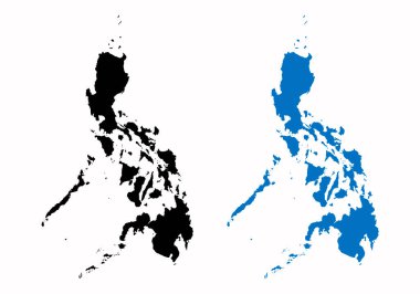 Mavi ve siyah Filipinler Haritası.