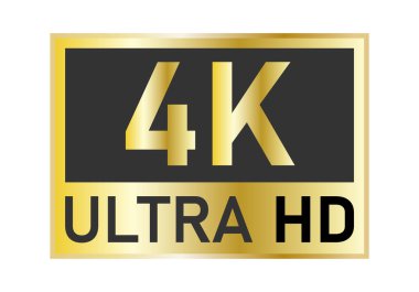 4K gold label in ultra HD. clipart