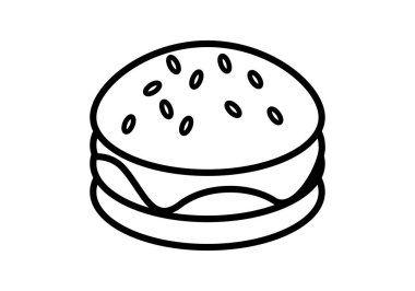 Beyaz arkaplanda siyah hamburger simgesi.