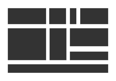 Beyaz arkaplanda sayfa siyah dikdörtgenler.