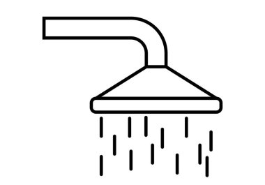 Beyaz arkaplanda siyah duş başlığı simgesi.