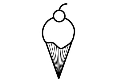 Beyaz arka planda kirazlı dondurma simgesi.