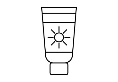 Beyaz arkaplanda güneş kremi ikonu.