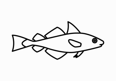 Beyaz arkaplanda balık simgesi.