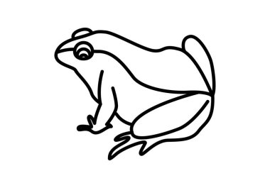 Beyaz arkaplanda siyah kurbağa simgesi.