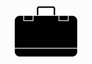 Beyaz arkaplanda bavul siyah simgesi.