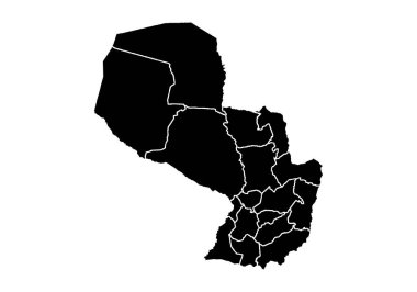 Beyaz arkaplanda Paraguay 'ın siyah haritası.