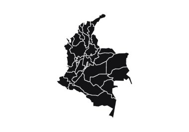 Beyaz arkaplanda Kolombiya 'nın siyah haritası.