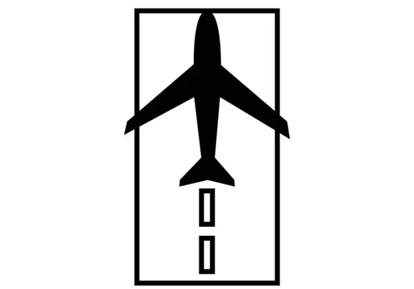 Flyplass Rullebane Svart Ikon Med Fly Tar – stockvektor