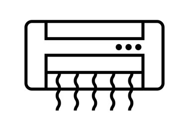 Beyaz arkaplanda siyah klima simgesi.