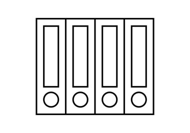 Beyaz arkaplanda siyah dosya dolapları simgesi.