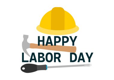 Kask, çekiç ve tornavidayla işçi bayramı.