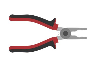 Beyaz arkaplanda kırmızı saplı pense.