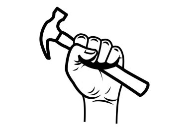 İşçilerin mücadelesi için çekiçle el..