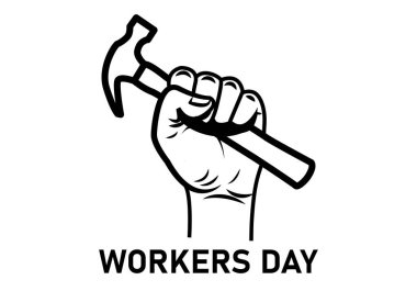 İşçi ya da işçi günü için çekiçle el.