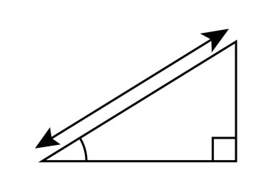 Açı ve oklu siyah üçgen simgesi.